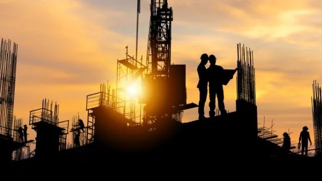 construction site at dusk