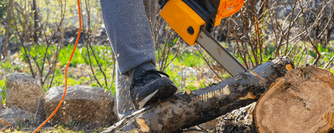 Sawing with a chainsaw
