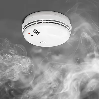 smoke detector in smoke
